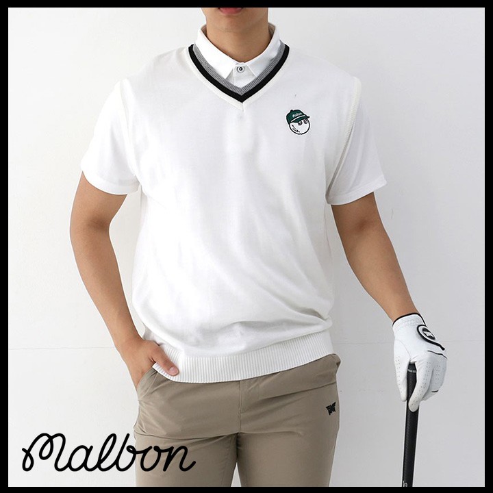 말본[MALBON] 브이넥배색조끼