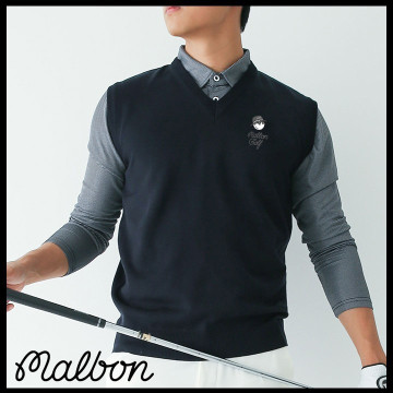 말본[MALBON] 레터링브이넥조끼